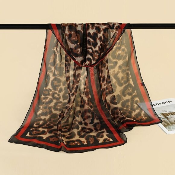 Multicolor Women's Street Leopard Print Scarf - Picture 2 of 3